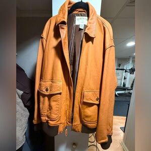 Light brown genuine leather jacket oversized large